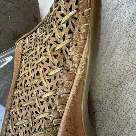 Pikolinos Leather Woven Slip-On Heel mule Sandals Size 41 10.5 / 11 Light Brown - Picture 4 of 15